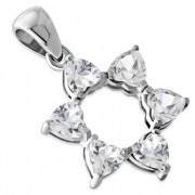 Heart Shape Clear CZ Star David  Pendant, p345